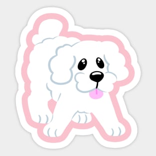 Simple White Poodle - Pink Sticker